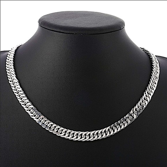 Sterling Silver 10mm Chain Link Necklace Bracelet Matching Set - Picture 2 of 7